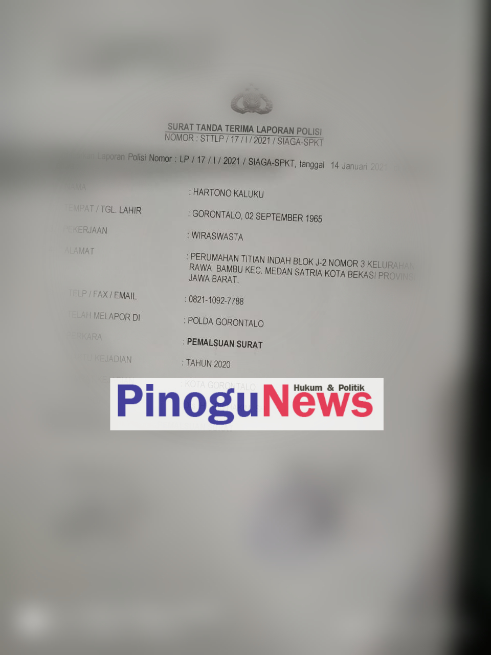 Dugaan Surat Palsu, Kontraktor Pasar Sentral Gorontalo Dilaporkan Ke Polisi